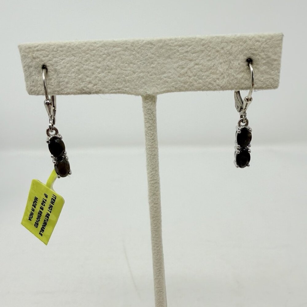 Shop‎ LC Natural Silver Sapphire Sterling Silver Lever Back Dangle Earrings 5495